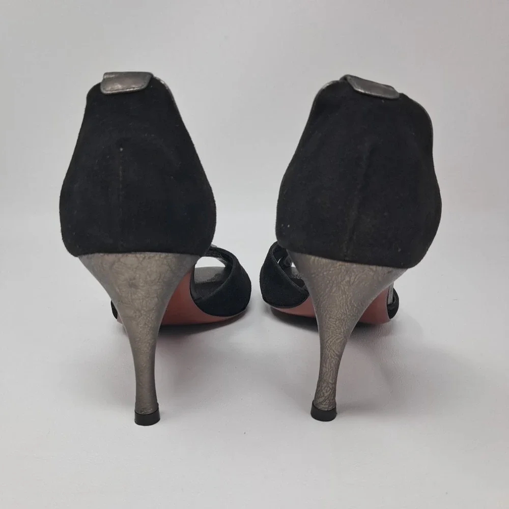 Donald J. Pliner Couture Heels Pumps Size 7.5 M Black Pewter Silver Italy